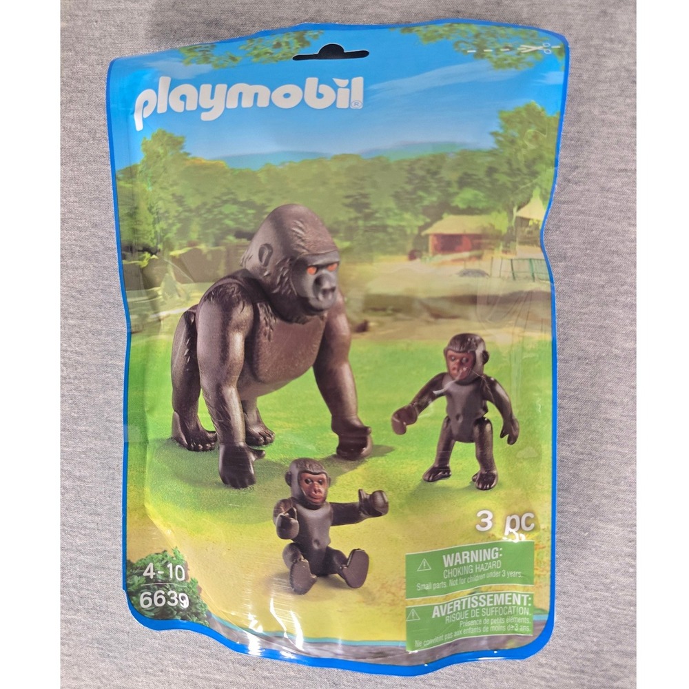 Playmobil 6639 Wild Life Gorilla with Babies 3 Piece Set New Sealed